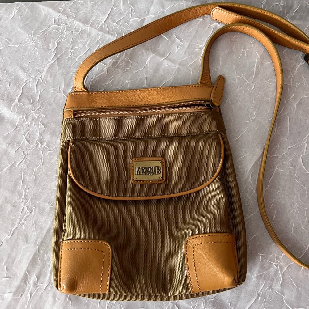 MaggiB Tan Crossbody Bag with leather accents
